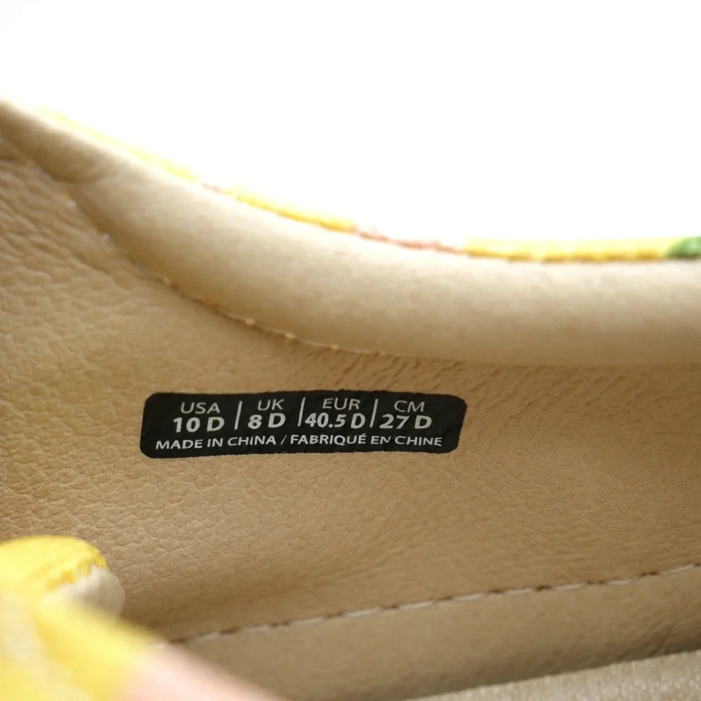 Spenco Lemon Print Espadrille Platform Sneakers Pink Yellow Womens 10 D Orthotic